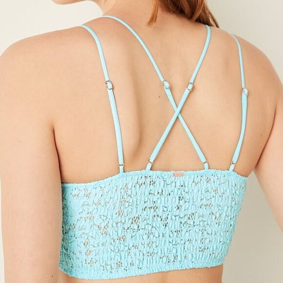 NWOT PINK Victoria's Secret Lace Longline Bralette in Kelly Green, L - Picture 2 of 14